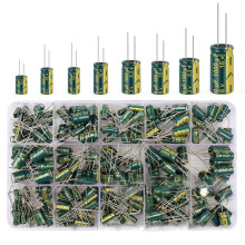 15 Value 225 Pieces 1uF470uF Aluminium Capacitor Box Kit DIP 16V50V Frequency Aluminium Electrolytic Capacitors for DIY Projects (Green)