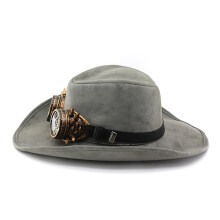 Steampunk Goggles Fedoras Hat Roll Brims Western Hat for-Gray