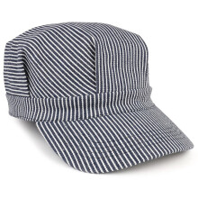 Adjustable Size Stripy Cotton Engineer Hat With-Adult dark blue