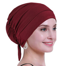 Women Head Wrap Headwear African Women's Hijab Soft-Burgundy