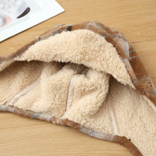 Stylish Grid Fleece Lined Earflap Hat Headgear for-red blue 2