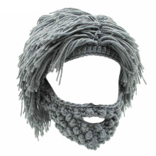 Winter Warm Knit Beanies Caveman Style Handmade From-Light Gray