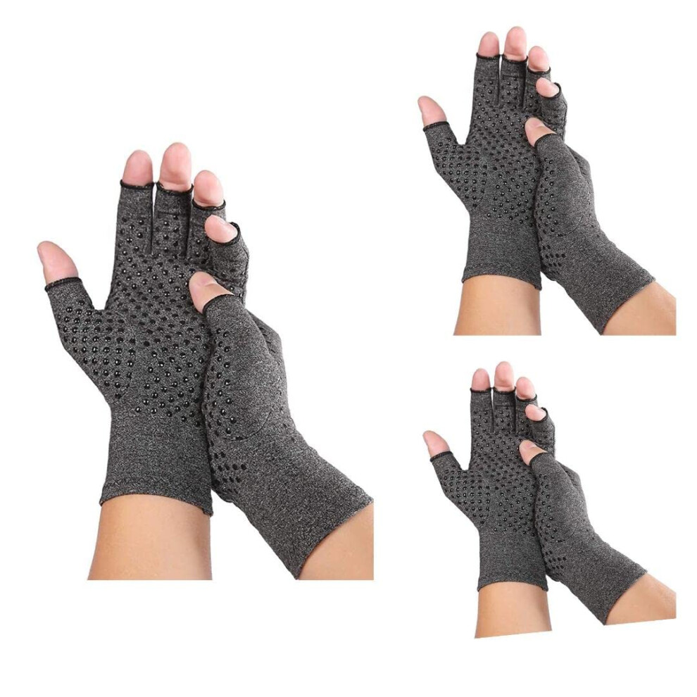 3 Pairs Arthritis Gloves, Relieve Joint Pain, Swelling, Provide Support (MEDIUM)
