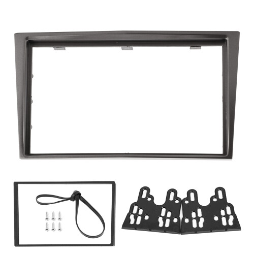 Painel frontal para unidades de som Double DIN com acabamento elegante e sofisticado. Fácil de instalar e remover, sem necessidade de