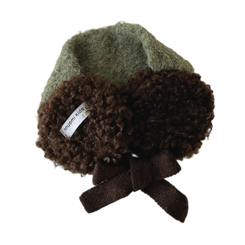 Kids Winter Ear Muffs Knit Construction Soft Interior-Green