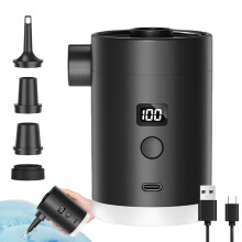 Air Mattress Pump Electric, Cordless LED Display Portable Inflator with 4 Nozzles