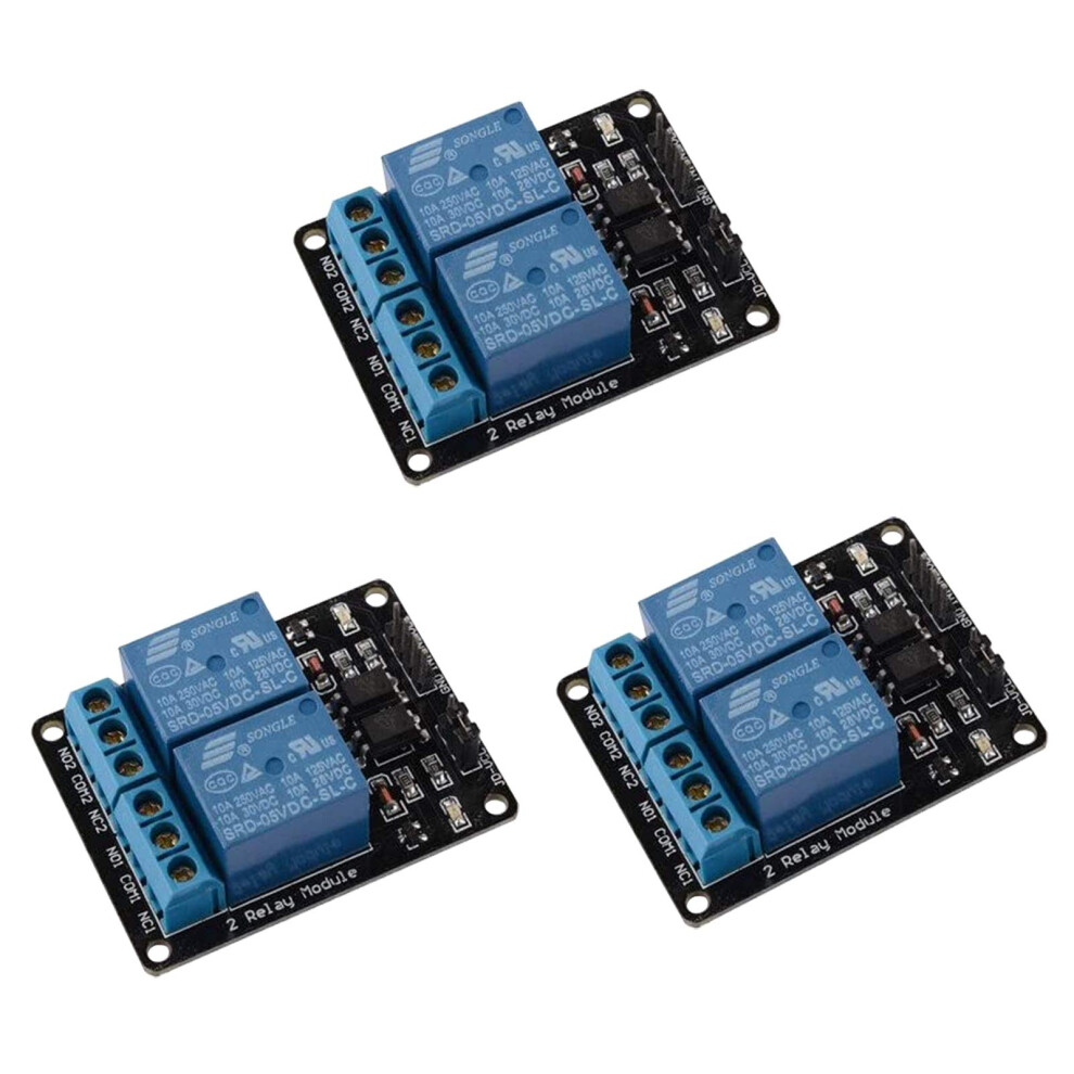 3Pcs 2 Channel Dc 5V Relay Module For Arduino Dsp Arm Pic Avr Stm32 Raspberry Pi With Optocoupler Low Level Trigger Expansion Board 9412369731784