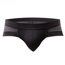 Men's Triangle Underwear Modal Mesh U Convex Sexy Low Waist Thongs Breathable Soft Pouch Bulge Bikini Briefs Grey L