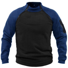 Men's Warm Knitted Zip Pullover Fleece Jumper Autumn Winter M Navy