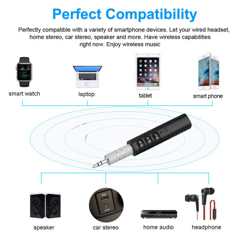 Κομψός δέκτης ήχου Bluetooth με κλιπ στυλό, στερεοφωνικό υψηλής ποιότητας με έξυπνη 1