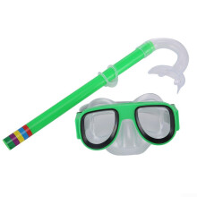 Kids Snorkeling Set with Easy Connect Hose and Anti Fog Diving Glasses for Water Fun Green