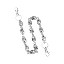 Holle skeletbroekketting, gemakkelijk vast te klikken,-Zilver
