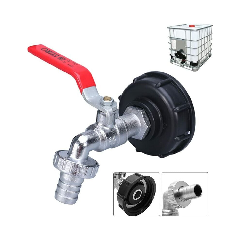 Ibc Tote Fittings For Easy Install, Water Tank Adapter With Lead-Free Brass Hose Faucet Valve For Frost-Resistant Uk European Containers, Coarse 9190834281841