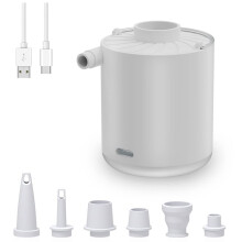 Mini Air Pump White Air Pump Portable Camping Light Tiny Inflator/Deflator Pump with Battery USB Rechargeable for Pool Floats Air Bed