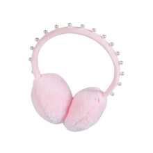 Parels bezaaid pluche oorwarmers harige-roze imitatieparel
