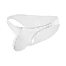 Men's Sexy Plus Size Low Waist Briefs Soft Stretch Bulge Enhancing T Pants Breathable Pouch Support Underwear White S