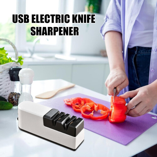 Electric Scissor Sharpener, Automatic Professional Cutter Sharpener, and Fine Sharpening Tool, Kitchen Helper for Home, Restaurant, USB Rechargeable 1