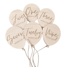 Wooden Milestones Baby Balloon Word Signs Baby Monthly Milestones Cards for Photography Nursery Decors Newborns Present