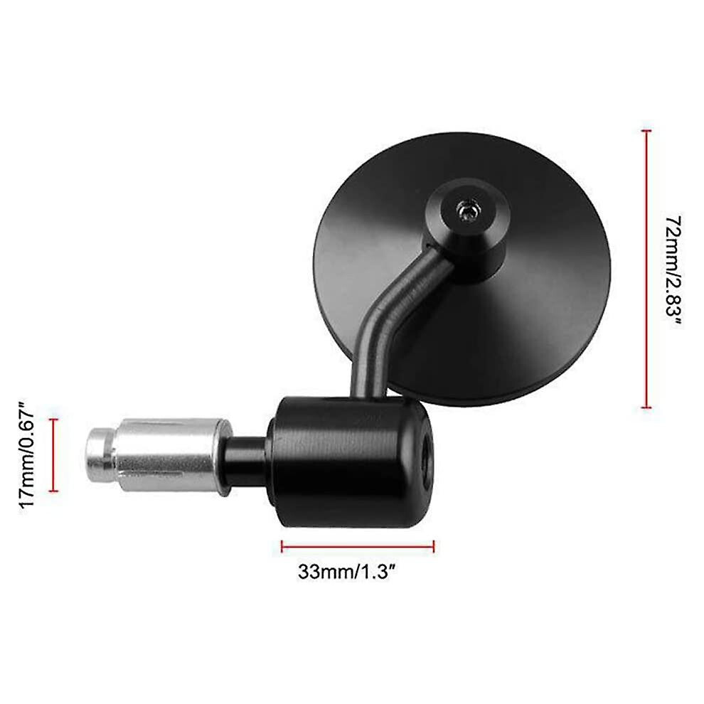 Universal Rear View Handle Bar End Mirrors, Increased Vision Side Motorcycle Mirrors For Handlebars, 7Cm Diameter, 6061 Cnc Aluminum, Black/Blue 9128293320597