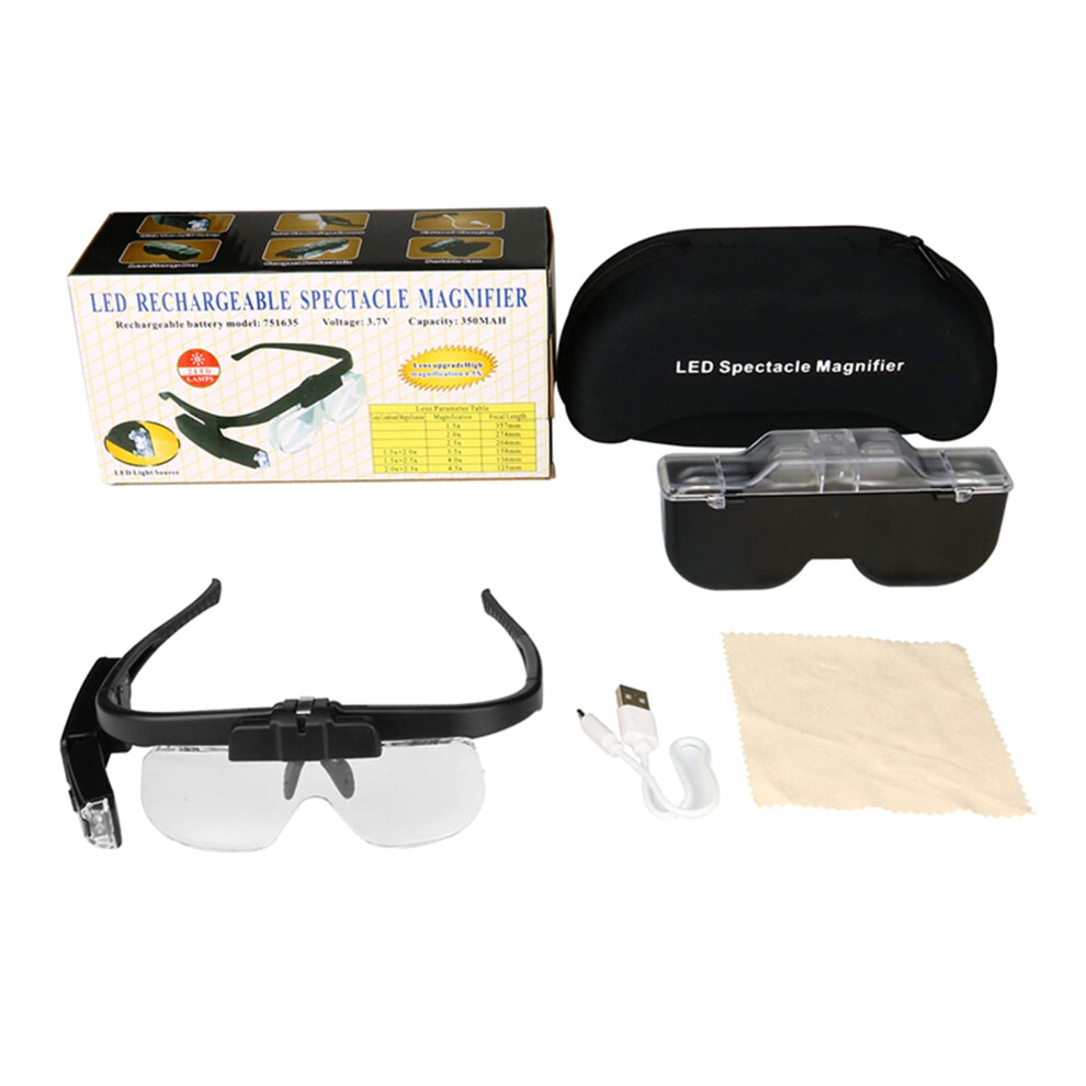 Light 1.5X 2X 2.5X Glasses With Bright Led For Close Work Magnifier Reading Eyeglasses Ing Glass