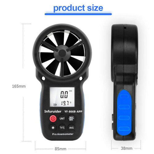 Ψηφιακό ανεμόμετρο με συνδεσιμότητα Bluetooth, εξαιρετικά ακριβής μετρητής 2