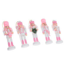 5 Pieces Nutcracker Christmas Decor Wooden Nutcracker Boys and Girls Toy Outdoor Ornament