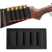 Rifle Hunting Tactical Shotgun Pouches 5 Butt Cartridges Stock Shell Holder Elastic Fabric Ammunition Carrier Pouch