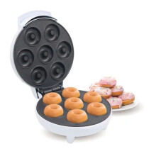 Mini Donut Maker Machine, Electric NonStick Surface, Makes 7 Doughnuts, For Kid Friendly Breakfast Snacks Desserts(White)