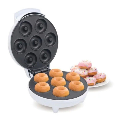 Mini Donut Maker Machine, Electric NonStick Surface, Makes 7 Doughnuts, For Kid Friendly Breakfast  Snacks  Desserts(White)
