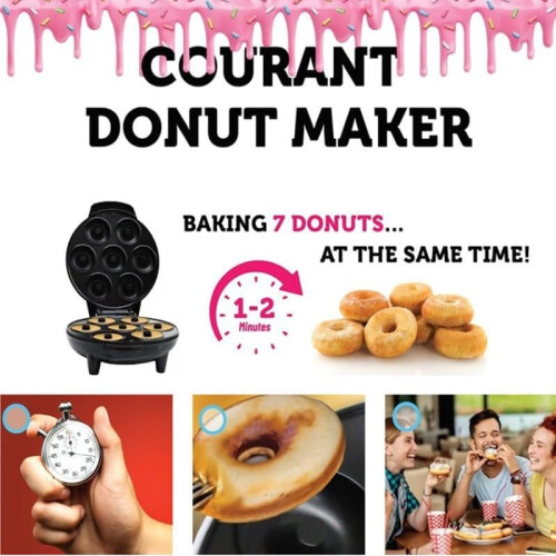 Mini Donut Maker Machine, Electric NonStick Surface, Makes 7 Doughnuts, For Kid Friendly Breakfast  Snacks  Desserts(White) 2