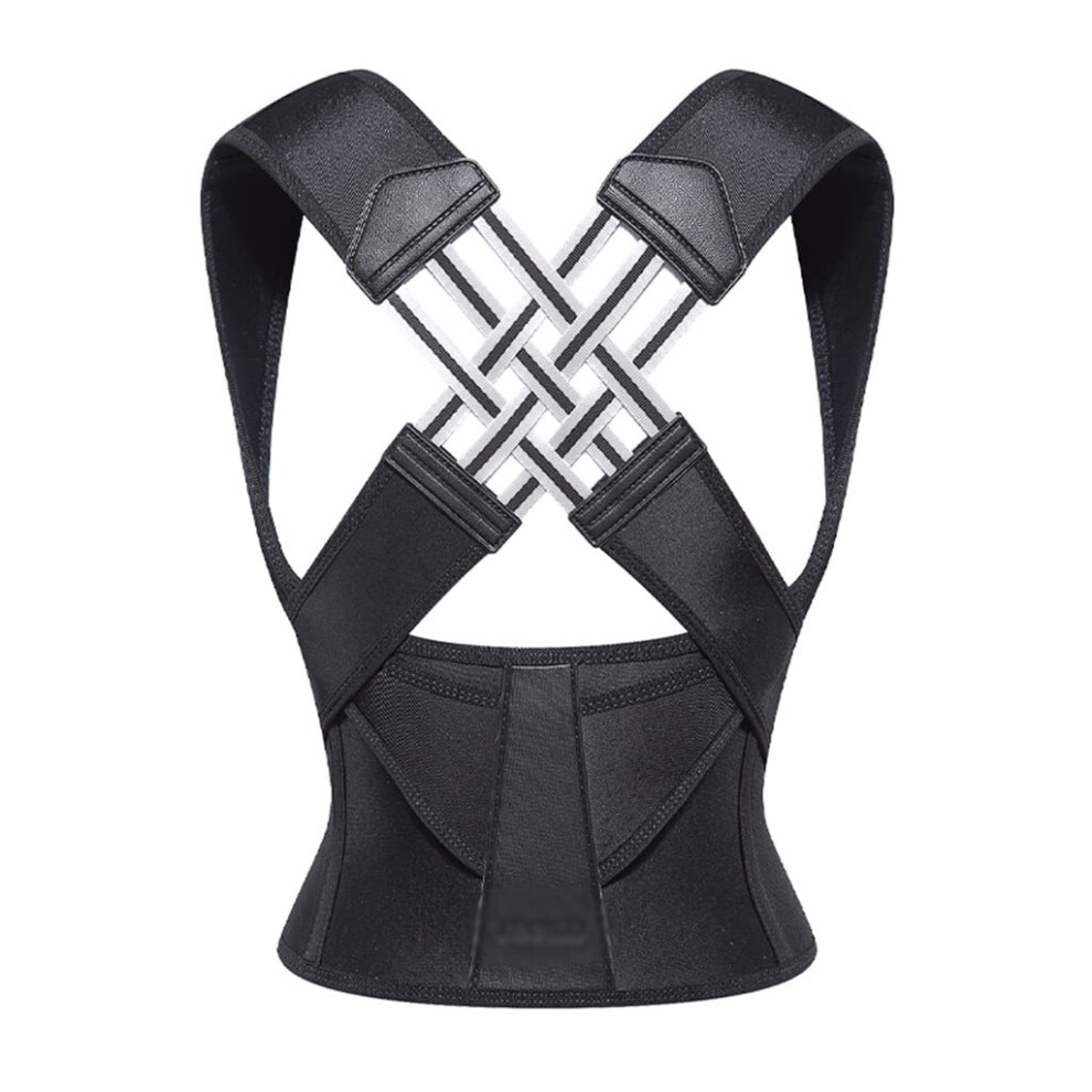 Black Adjustable Back Posture Correction Belt For Men And Women Prevent Slouching Posture Straps Clavicle Support Brace (, M)