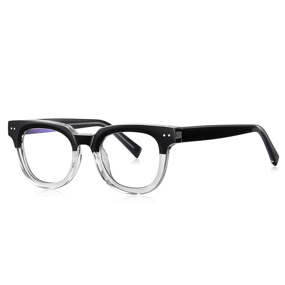 Acetate AntiBlue Light Glasses Frame TR90 Glasses in Retro for OL Blueray Blocking Leopard Black Clear Eyewears Black Clear Frame