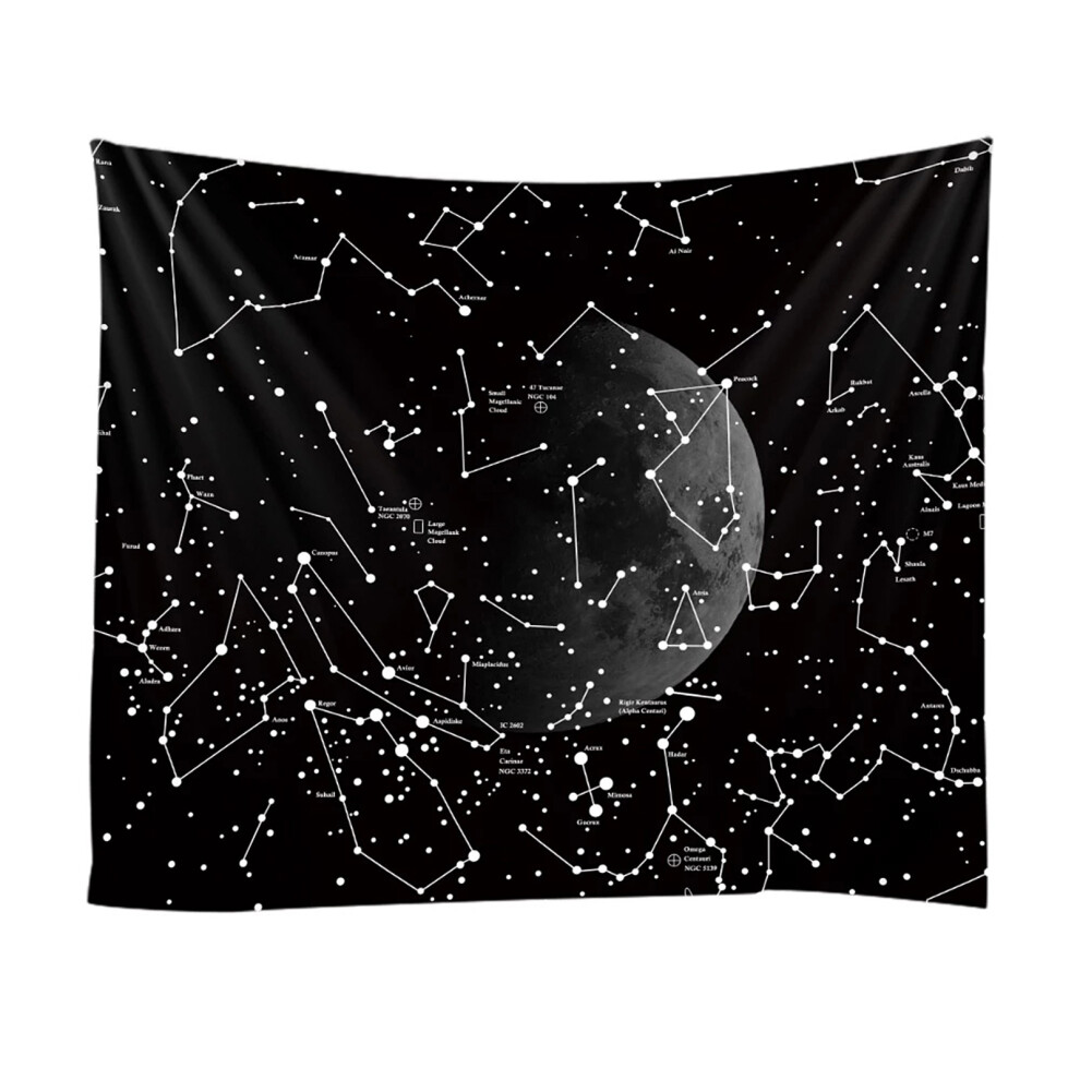 Psychedelic Starry Sky Tapestry, Moon Constellation Cosmic Galaxy Art, Outdoor Party Backdrop for Festival Garden Event, Vibrant Colorful Design with