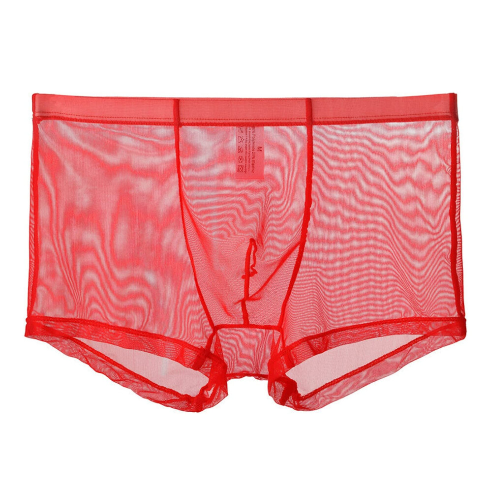 Men's Mini Transparent Lingerie String Thong Sport Mesh Underwear Red 3XL