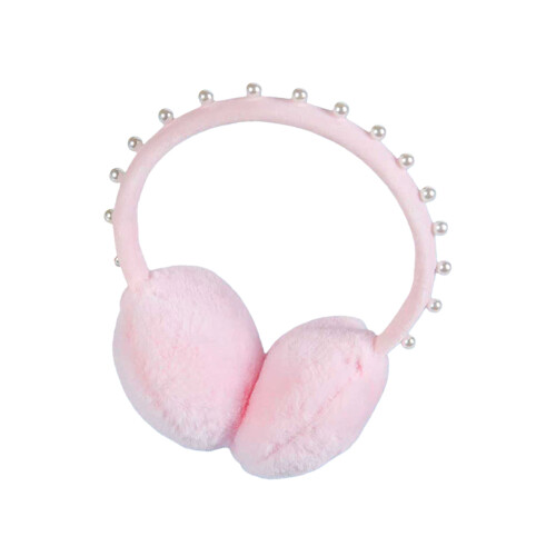 Pelzige Plüsch-Ohrenschützer, modischer-Rosa Imitationsperle
