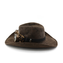 Antike Western-Fedoras-Mütze, Punk-Wildleder-Design,-Kaffee
