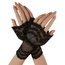 Elegante Spitzen-Handgelenkmanschetten, Spitzen-Design,-Schwarz