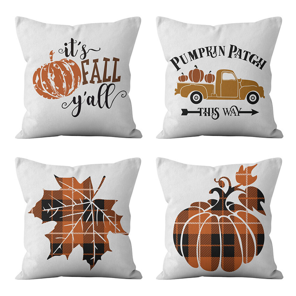 Pillow Covers Autumn Theme, Fall Harvest Decorative Throw Pillow Case with Exquisite Patterns Available, Soft for Couch and Chair, Reusable Design for