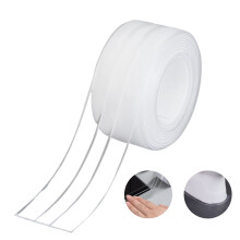 Bathroom Double Fold Silicone Strip Self Adhesive Mildew Prevention Cockroach Kitchen Sink 38mm x 3.2m Clear (1 Pack)