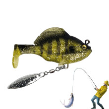 Freshwater Bait for Water, Realistic for Bass Fishing, Slow Sinking Lure, Swimbaits Wobble for Weedless Catfish Pike Flash Gold Black Back