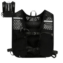 running vest with chest phone holder, reflective, adjustable, black B