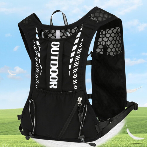 running vest with chest phone holder, reflective, adjustable, black B 1