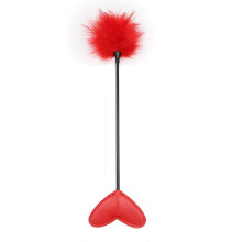 Sex Toy Flirting Feather Love Massage Feather Pom for Men Women HeartShaped Leather Spanking Paddle Adult Feather Tickler Sex Toy for Couples (Red)