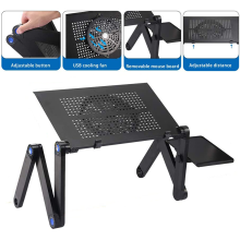Escritorio portátil de pie con soporte ajustable para portátil, bandeja ergonómica de aluminio para cama, patas plegables, bandeja ventilada,