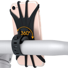 Fahrrad-Handyhalterung mit 360-Drehung, robustem Material, einfacher Verstellung, stabilem Halt und sicherer Fixierung. Breites Anwendungsspektrum