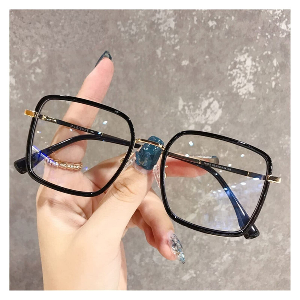 Light/Black Reading Glasses, Large Frame Square Antiblue Lenses (Color: Size: 2.5)