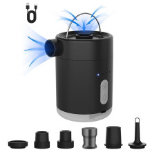 Compact Portable Electric Air Pump Storage Bag Small Wireless Air Pump For Quick Inflation Of Pools Waterbeds And Camping Gear(Is black)