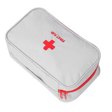Pill Bag Mini First Aid Kit Bag Empty Travel Pill Organiser Storage Box for Outdoor Camping Red Gray