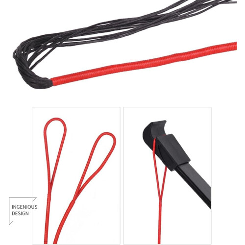Bow String 12 Strands Bicolor Abrasion Resistant Fast Flight Black red 58inch 2