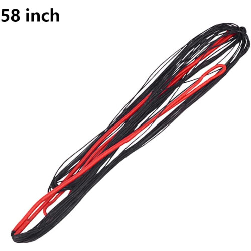 Bow String 12 Strands Bicolor Abrasion Resistant Fast Flight Black red 58inch 1